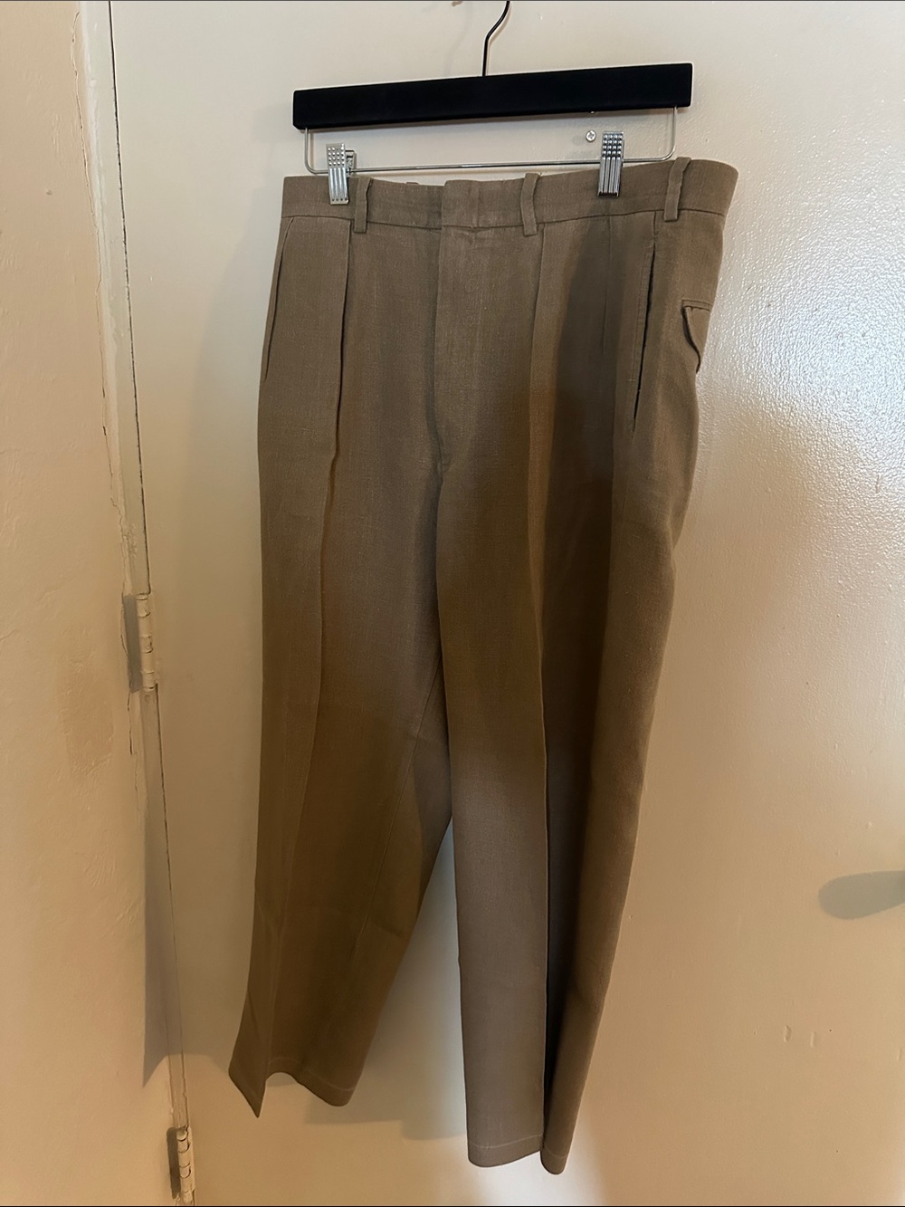 VTG Made in USA Polo by Ralph Lauren Men's Beige Linen Pleated Dress Pants